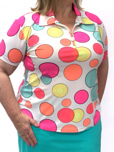 Short Sleeve Fluro Dots Ladies Golf Shirt